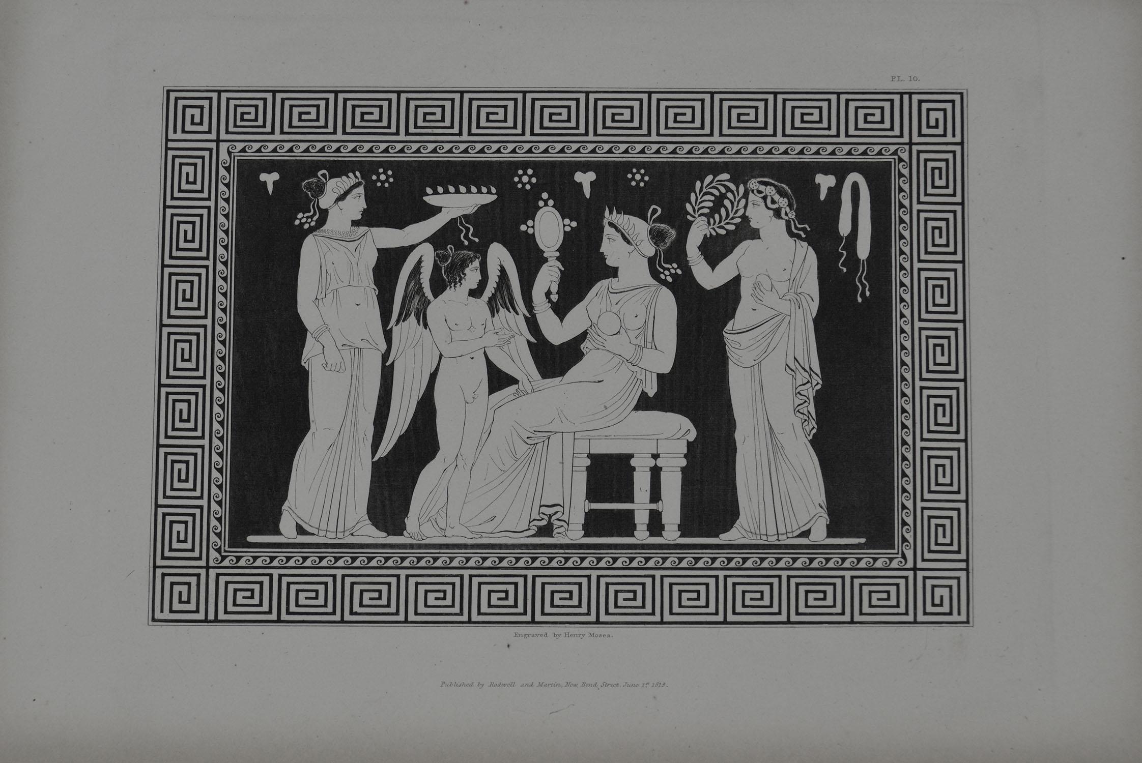 Other Set of 9 Antique Prints of Greek Ornamental Panels, Dated 1819