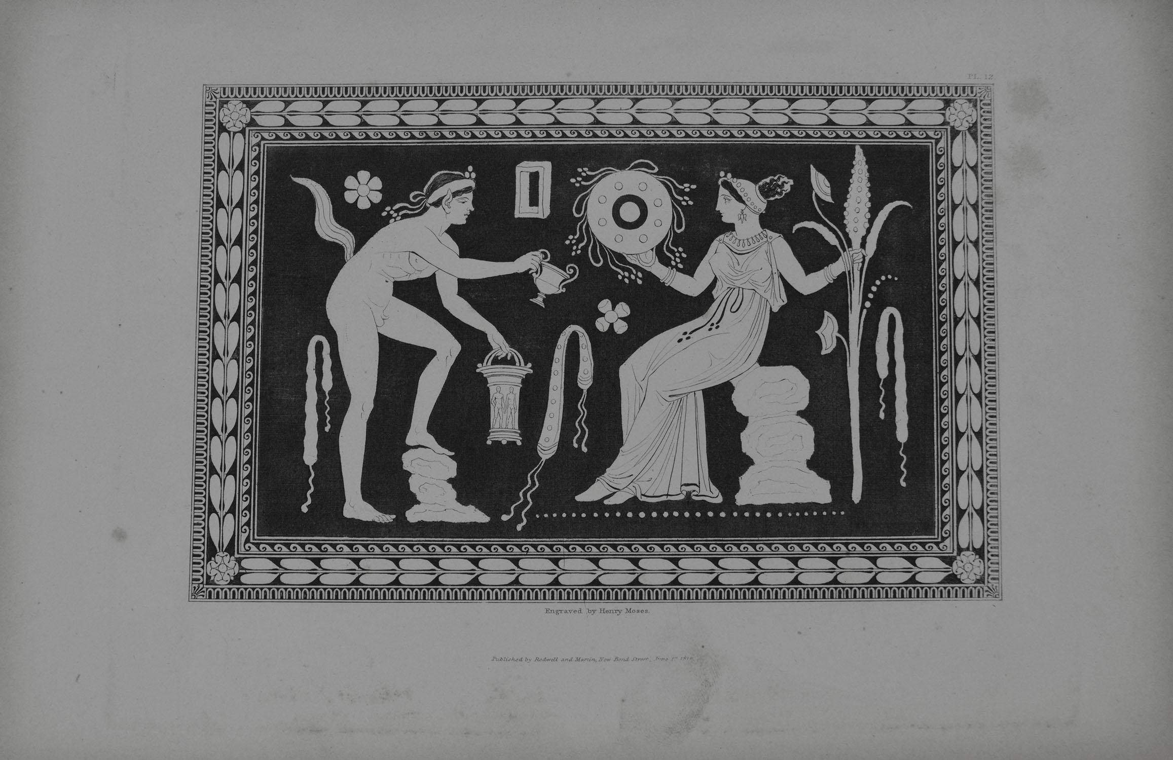 Set of 9 Antique Prints of Greek Ornamental Panels, Dated 1819 In Distressed Condition In St Annes, Lancashire