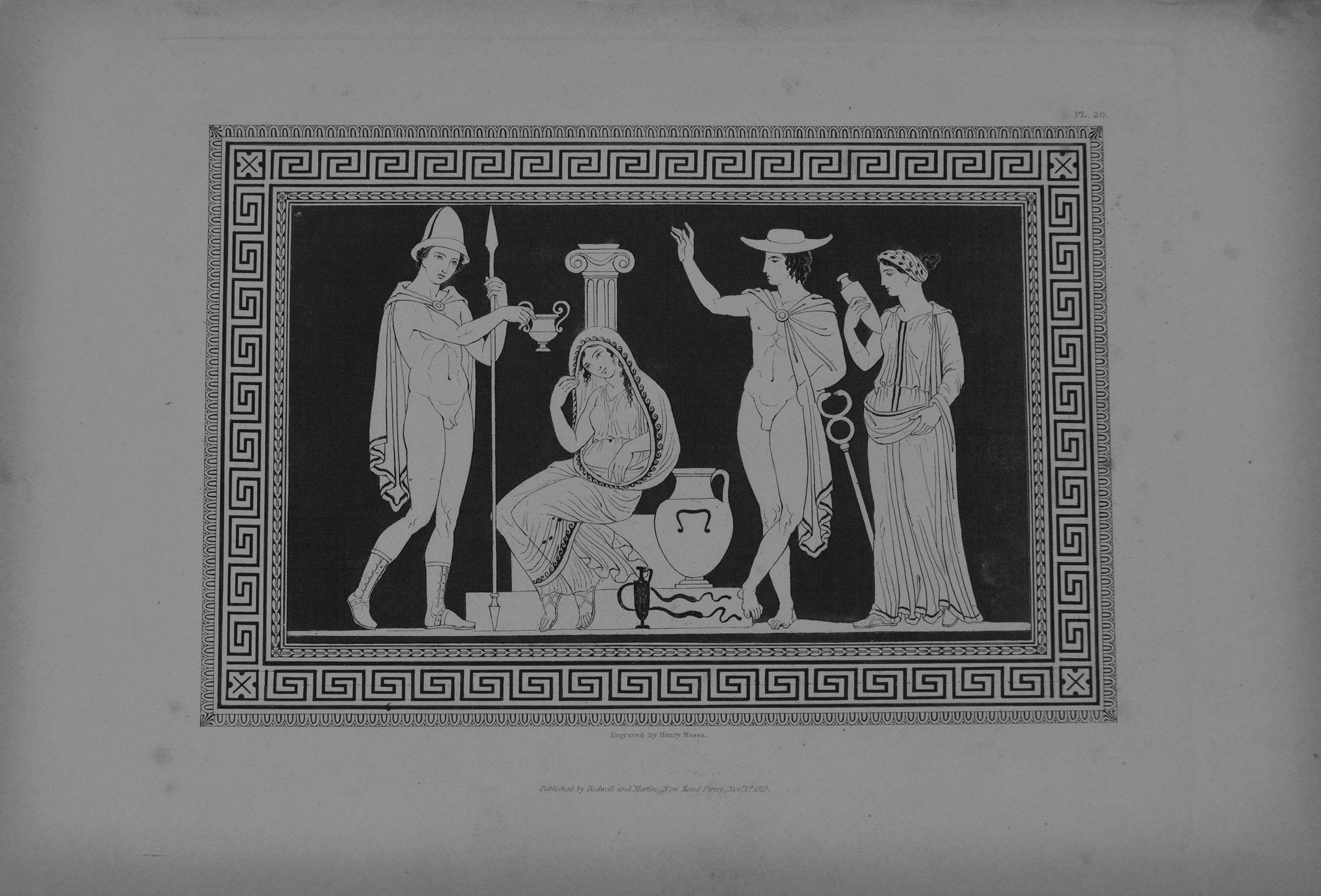 Set of 9 Antique Prints of Greek Ornamental Panels, Dated 1819 1