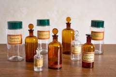 Set of 9 Apothecary Glass Jars, circa 1920's