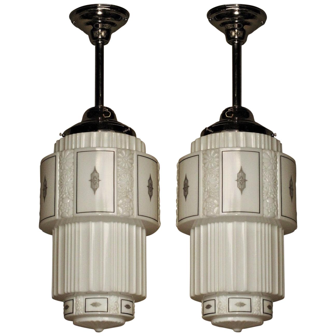 Set of 9 Art Deco Skyscraper Fixtures For Sale