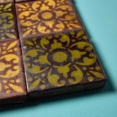 Set of 9 Art Nouveau Ceramic Tiles by Christopher Dresser’s Linthorpe Pottery