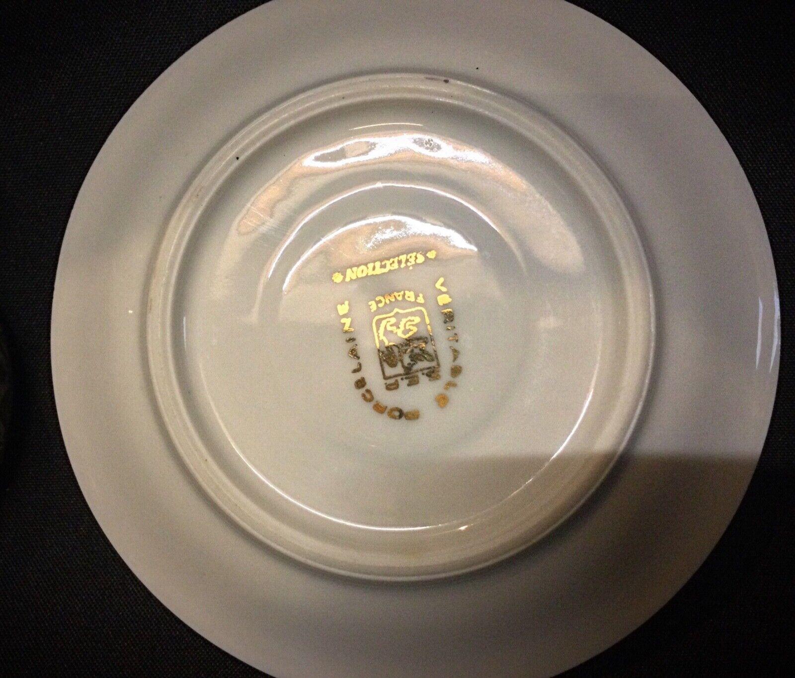 Juego de 9 tazas y platillos auténticos de porcelana S.E.R France - 2Y47 Imperio en venta