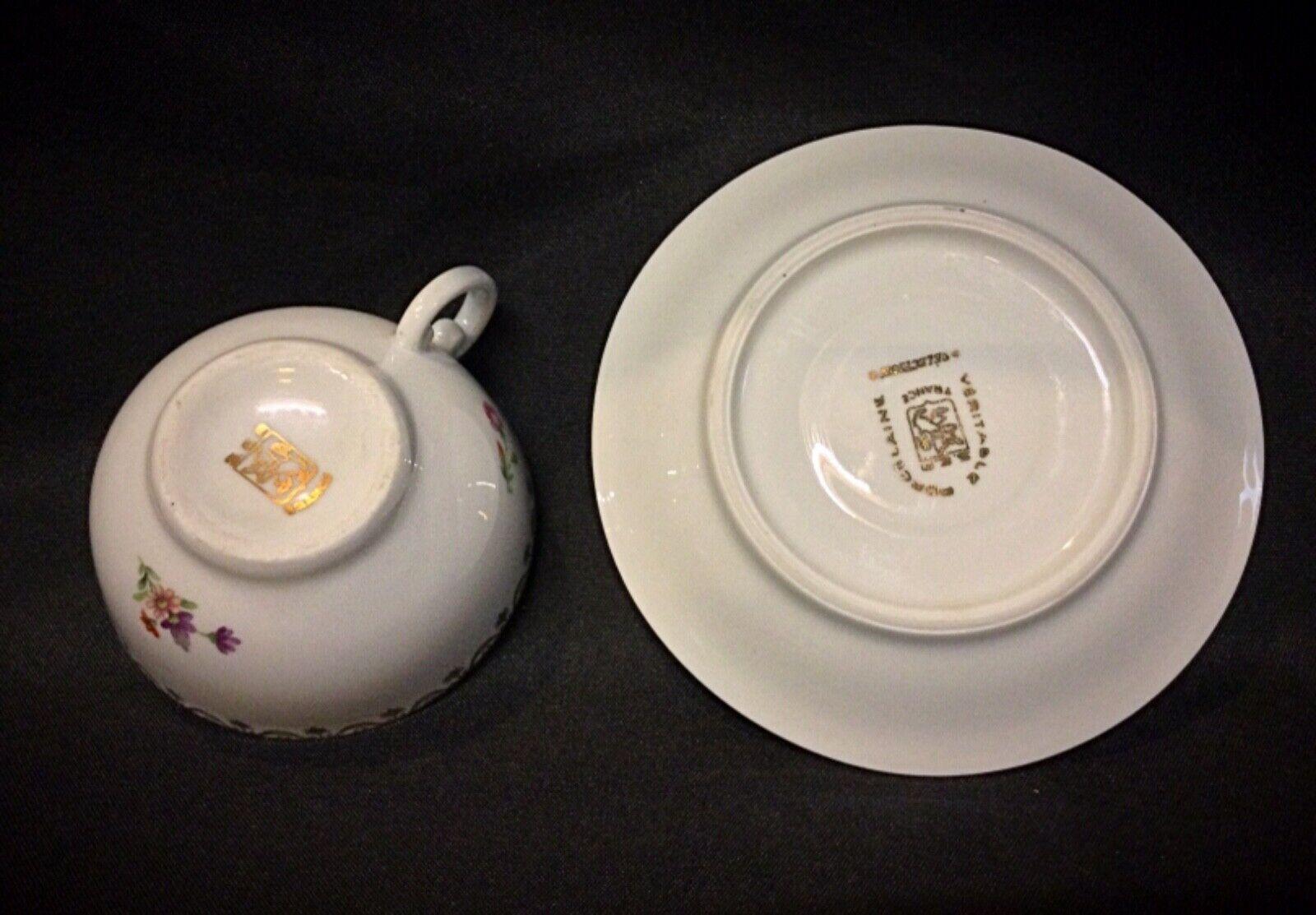 Juego de 9 tazas y platillos auténticos de porcelana S.E.R France - 2Y47 Francés en venta