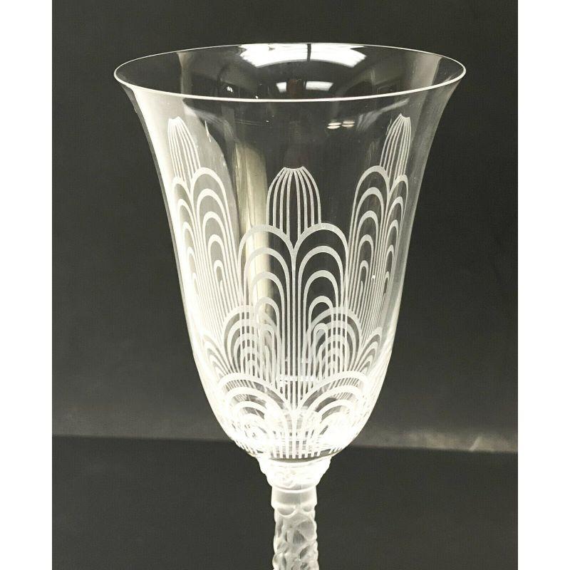 French Set of 9 Baccarat France Crystal Glass Etched Water Goblets in Jets D'Eau For Sale