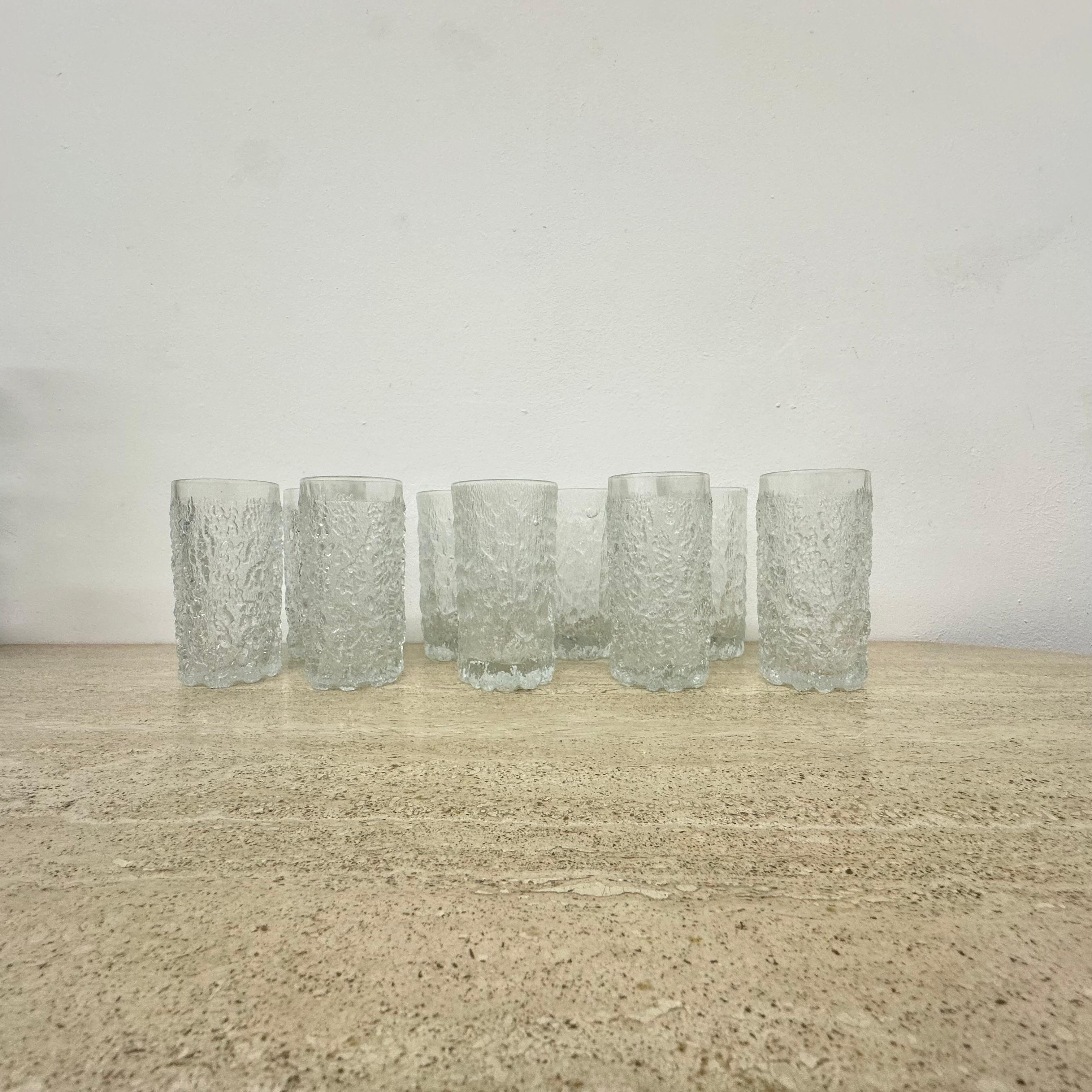 Allemand Ensemble de 9 verres à boire en verre d'écorce de Goebel charlottenhutte, 1970, Allemagne en vente