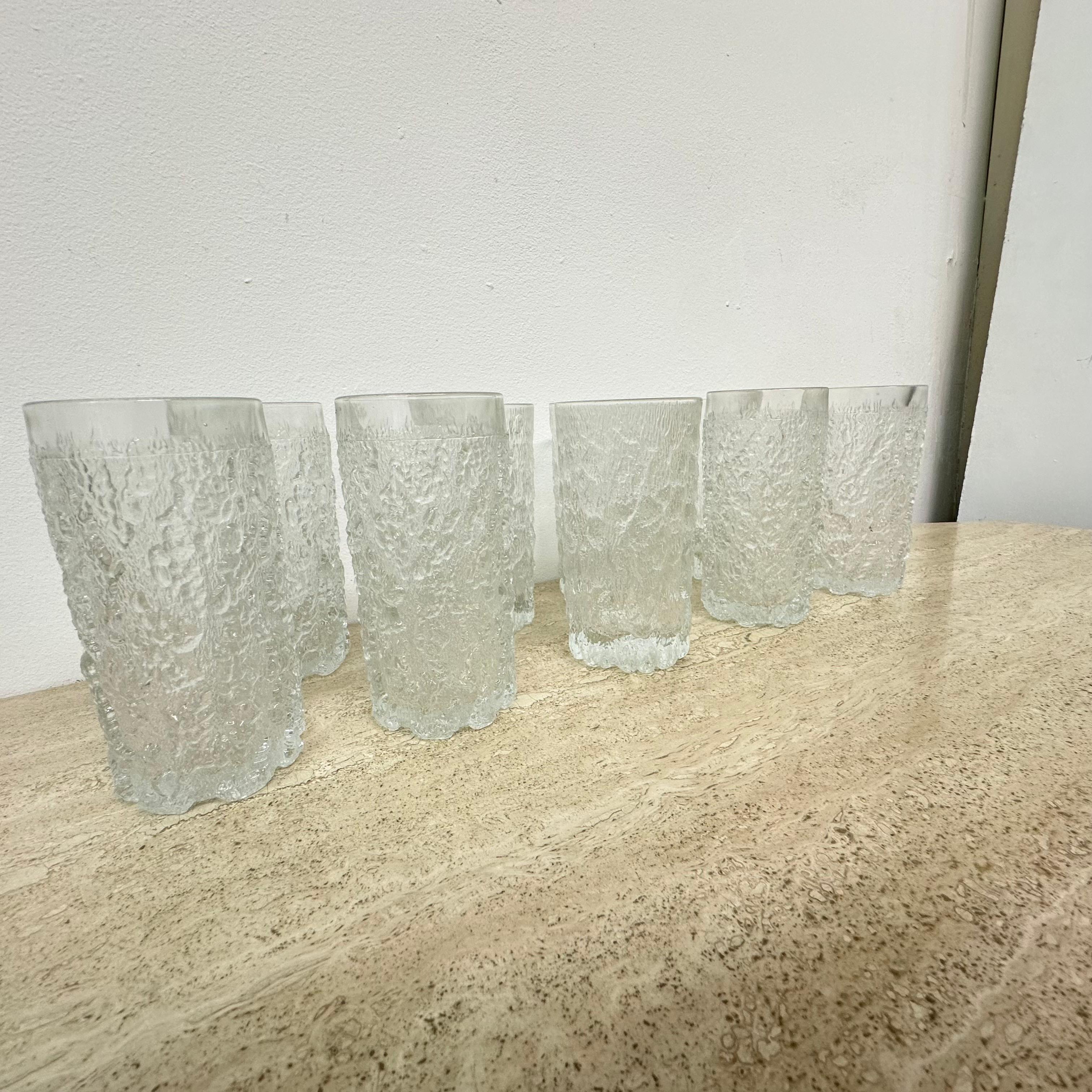 Fin du 20e siècle Ensemble de 9 verres à boire en verre d'écorce de Goebel charlottenhutte, 1970, Allemagne en vente