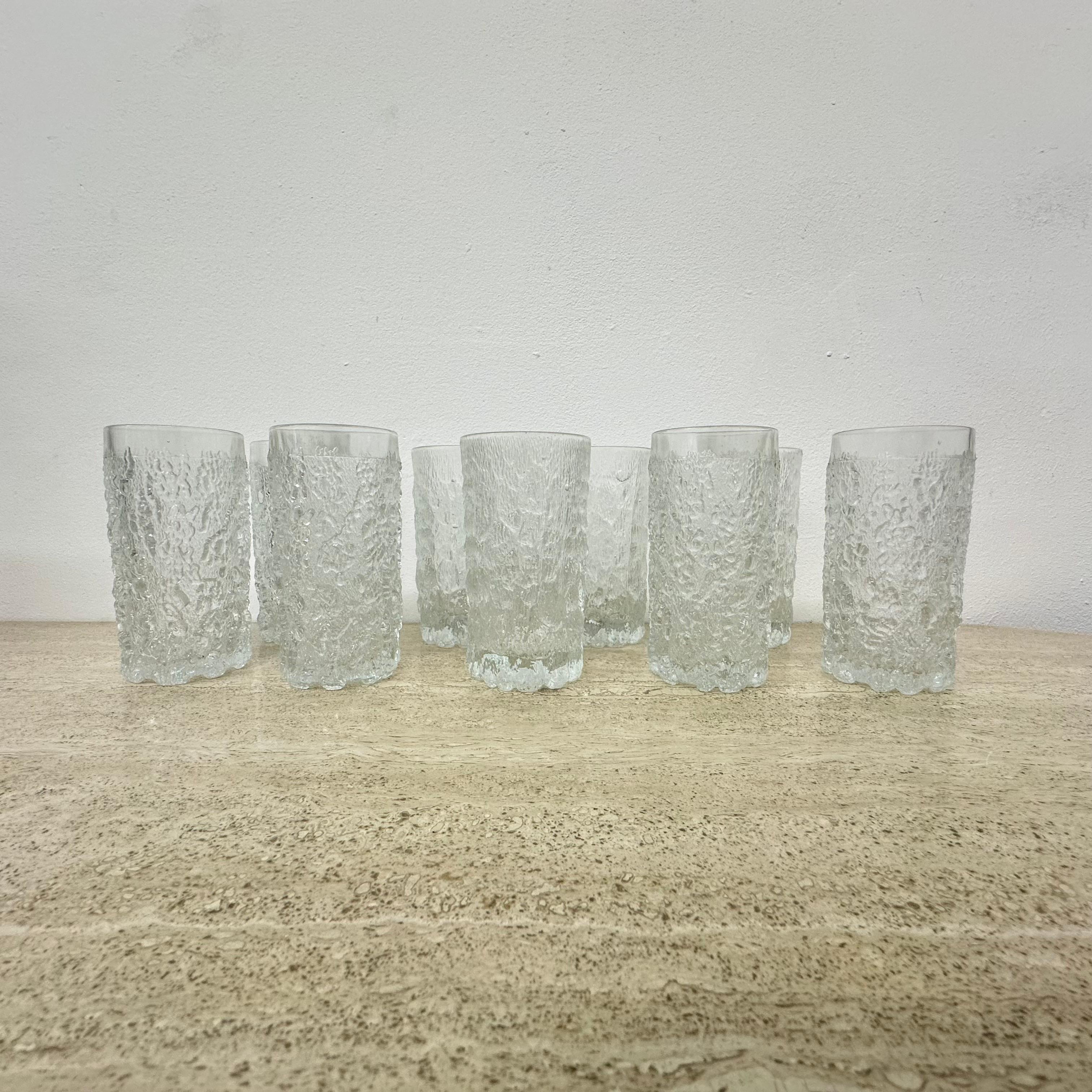 Ensemble de 9 verres à boire en verre d'écorce de Goebel charlottenhutte, 1970, Allemagne en vente 1