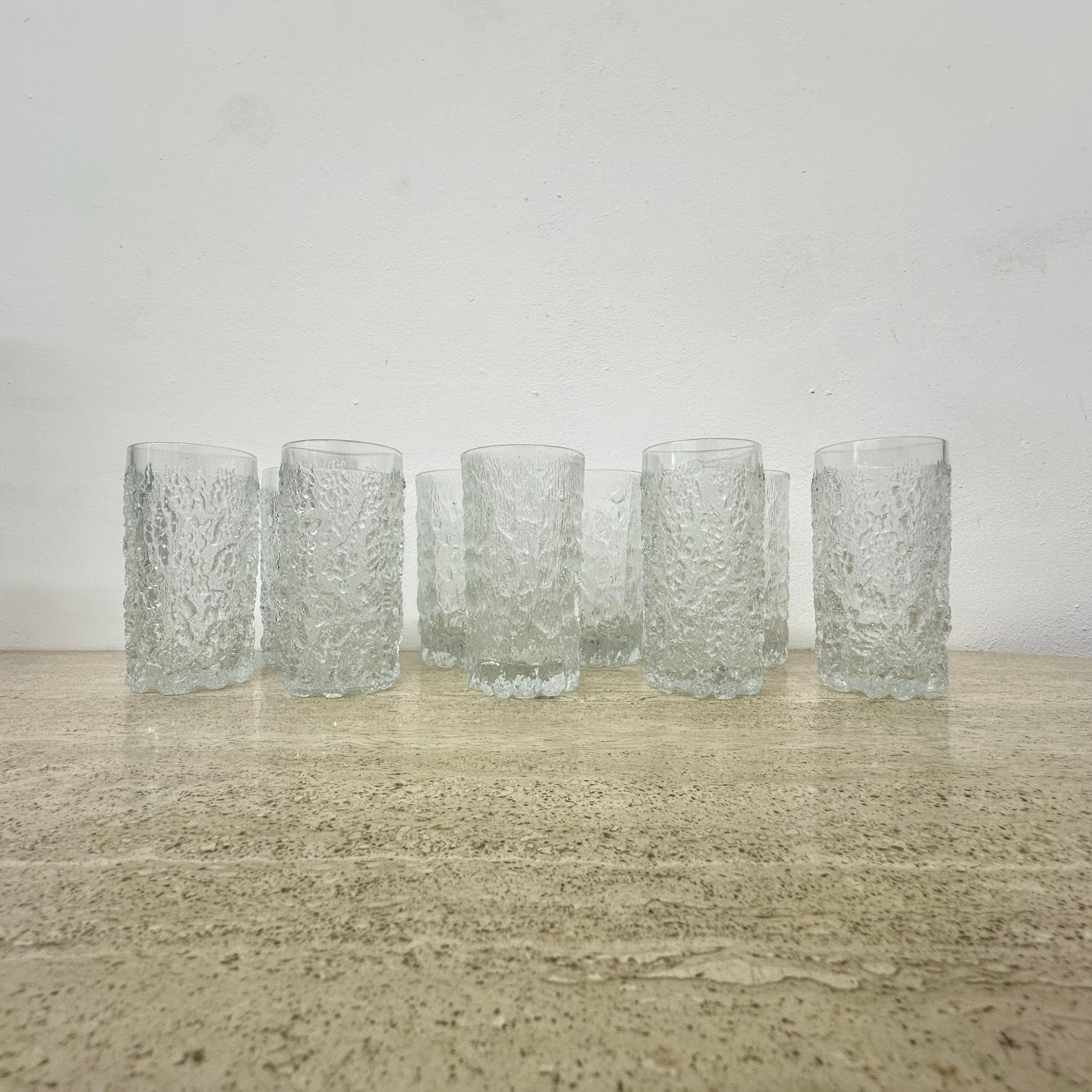 Ensemble de 9 verres à boire en verre d'écorce de Goebel charlottenhutte, 1970, Allemagne en vente 2