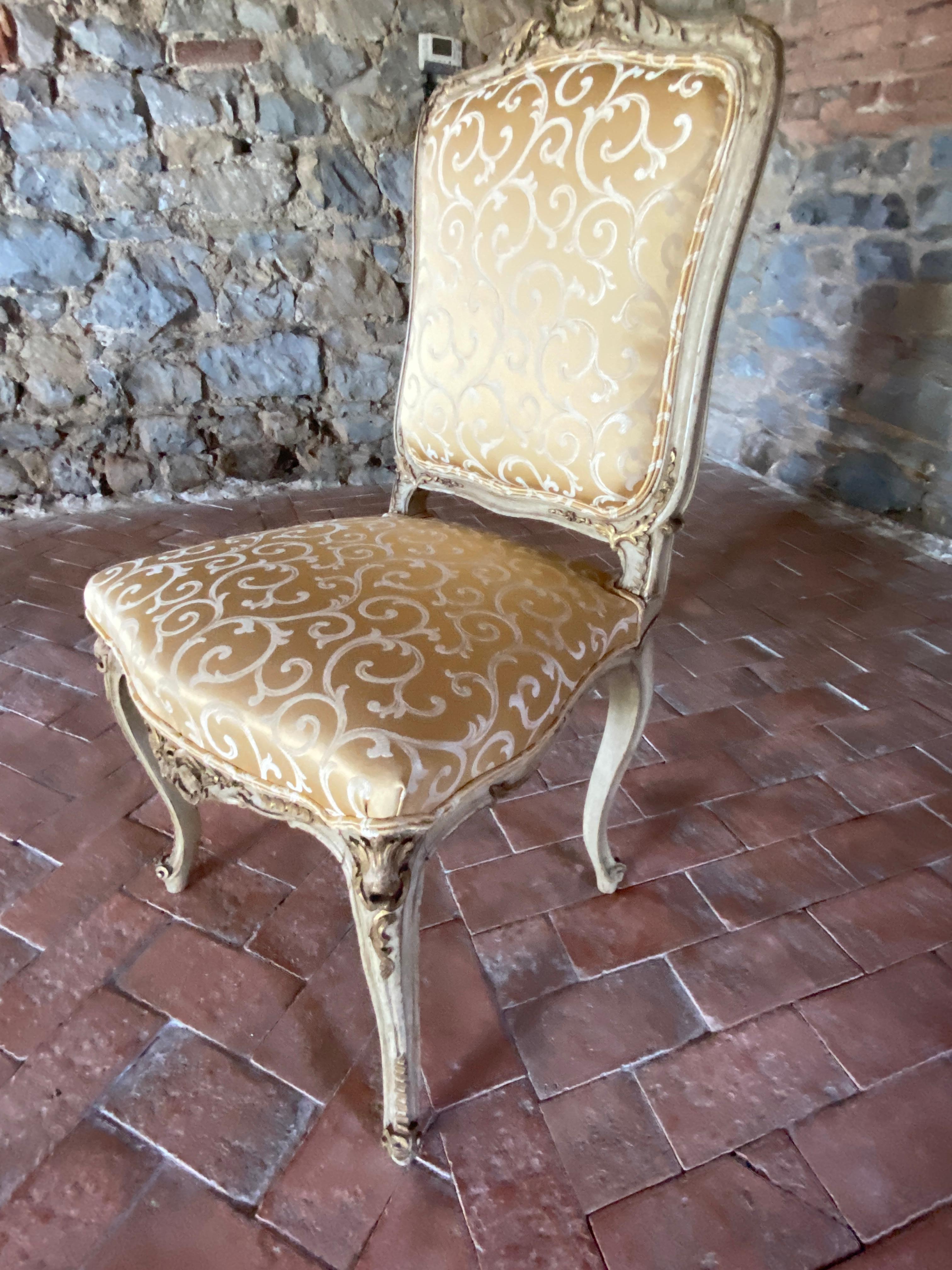 Set of 9 beautifully carved original polychrome chairs  For Sale 6