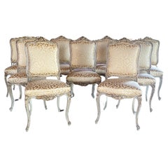 Antique Set of 9 beautifully carved original polychrome chairs