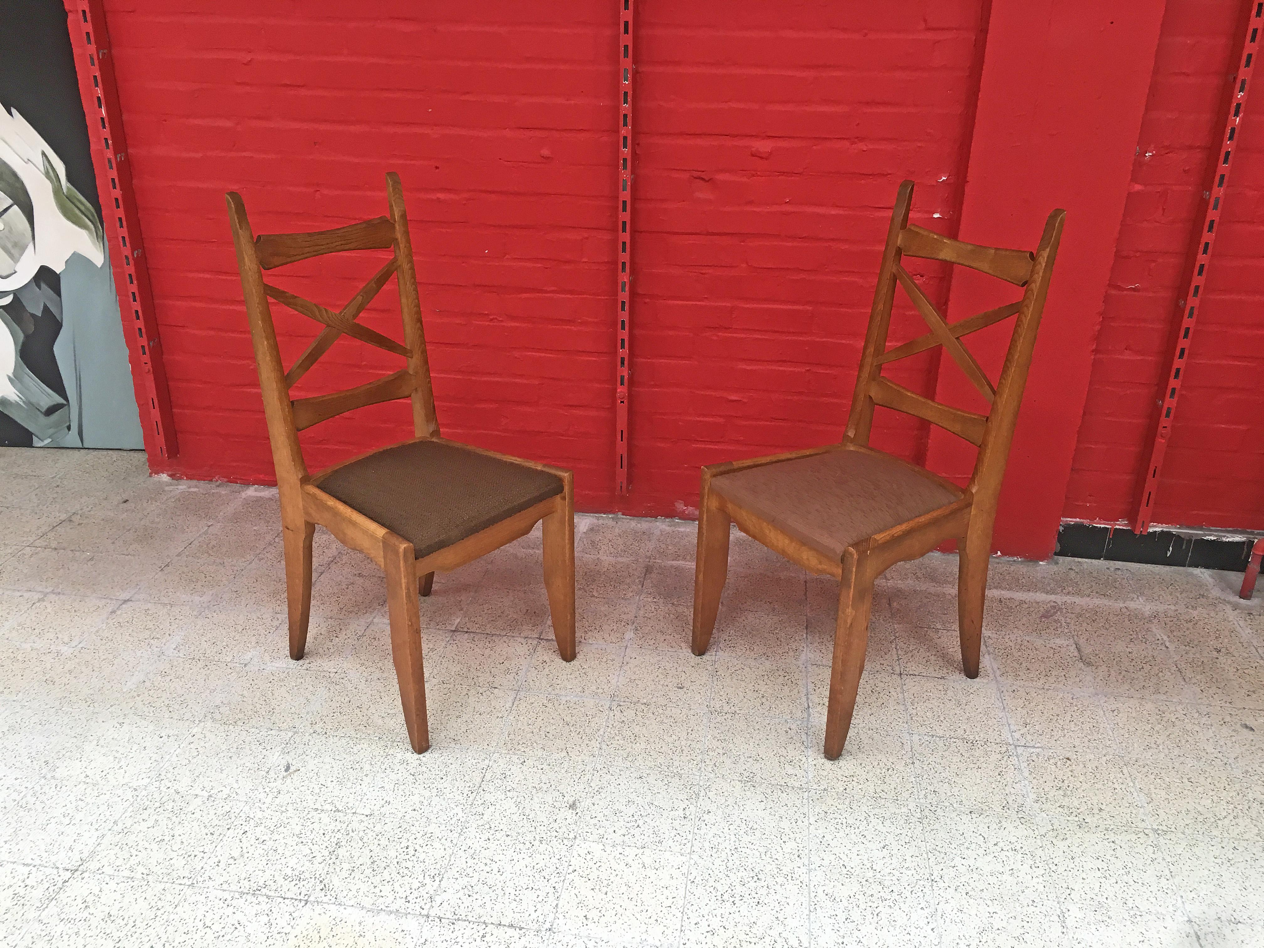 French Set of 9 Chairs by Guillerme and Chambron, Edition Votre Maison, circa 1960 For Sale