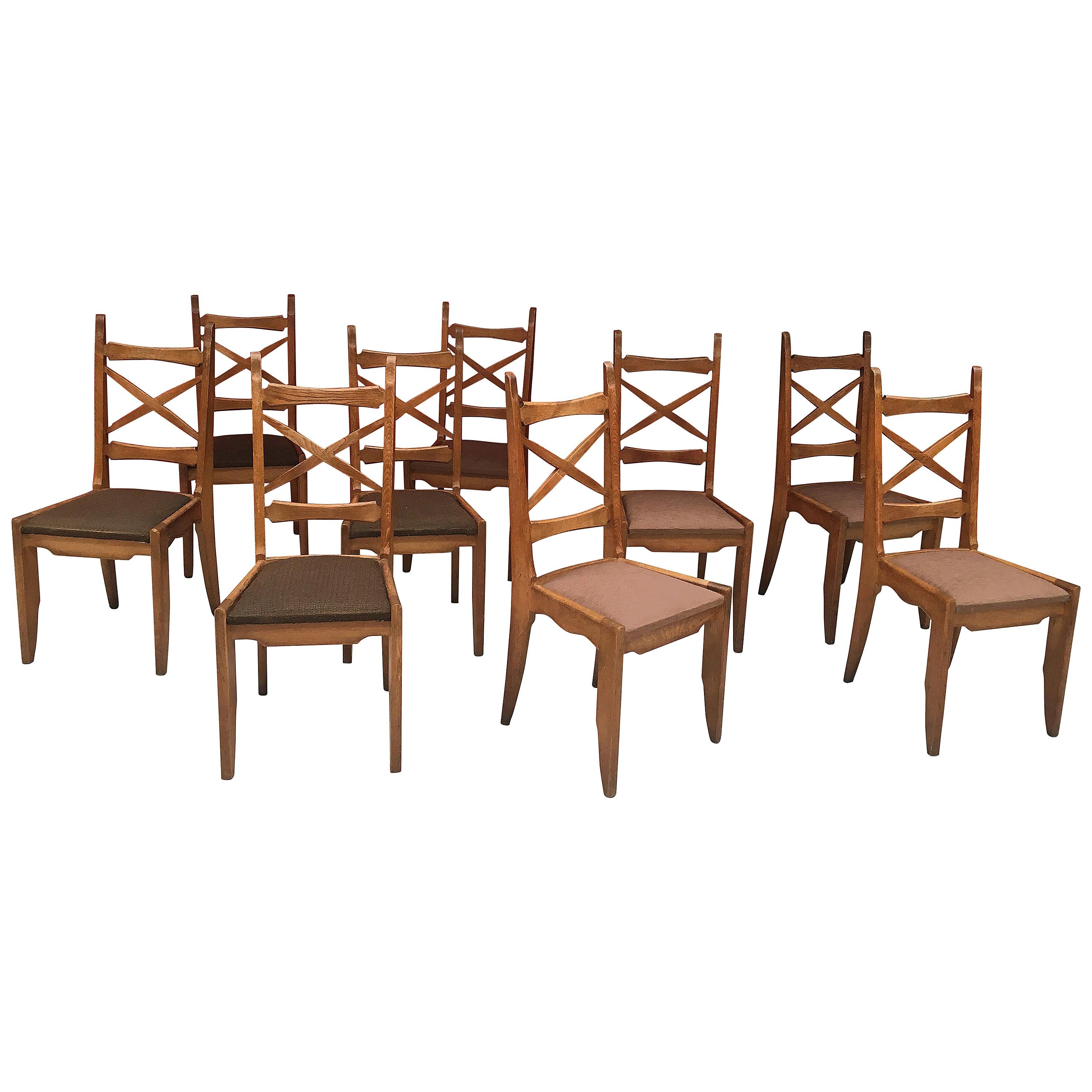 Set of 9 Chairs by Guillerme and Chambron, Edition Votre Maison, circa 1960