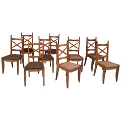 Set of 9 Chairs by Guillerme and Chambron, Edition Votre Maison, circa 1960