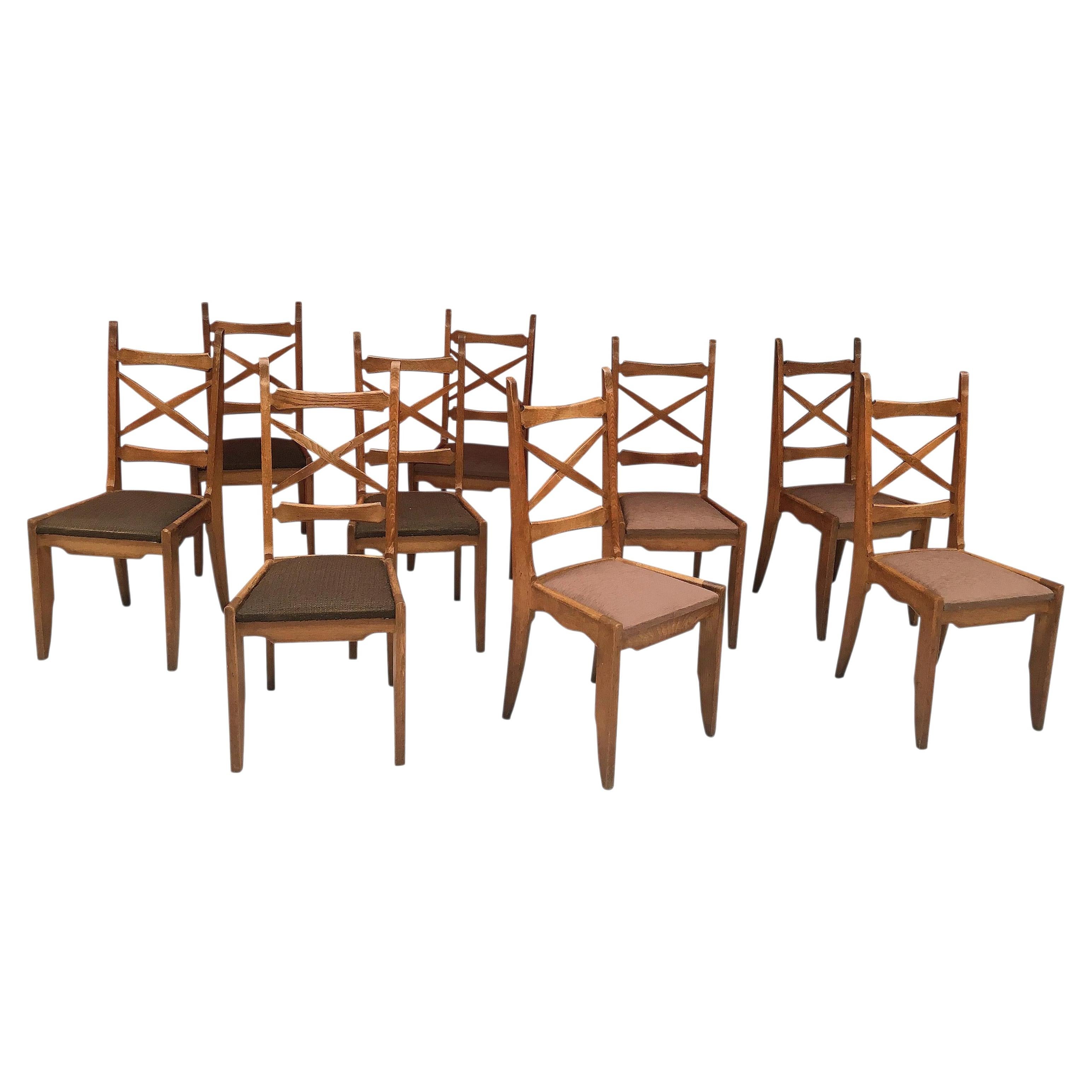 Set of 9 Chairs by Guillerme and Chambron, Edition Votre Maison, circa 1960