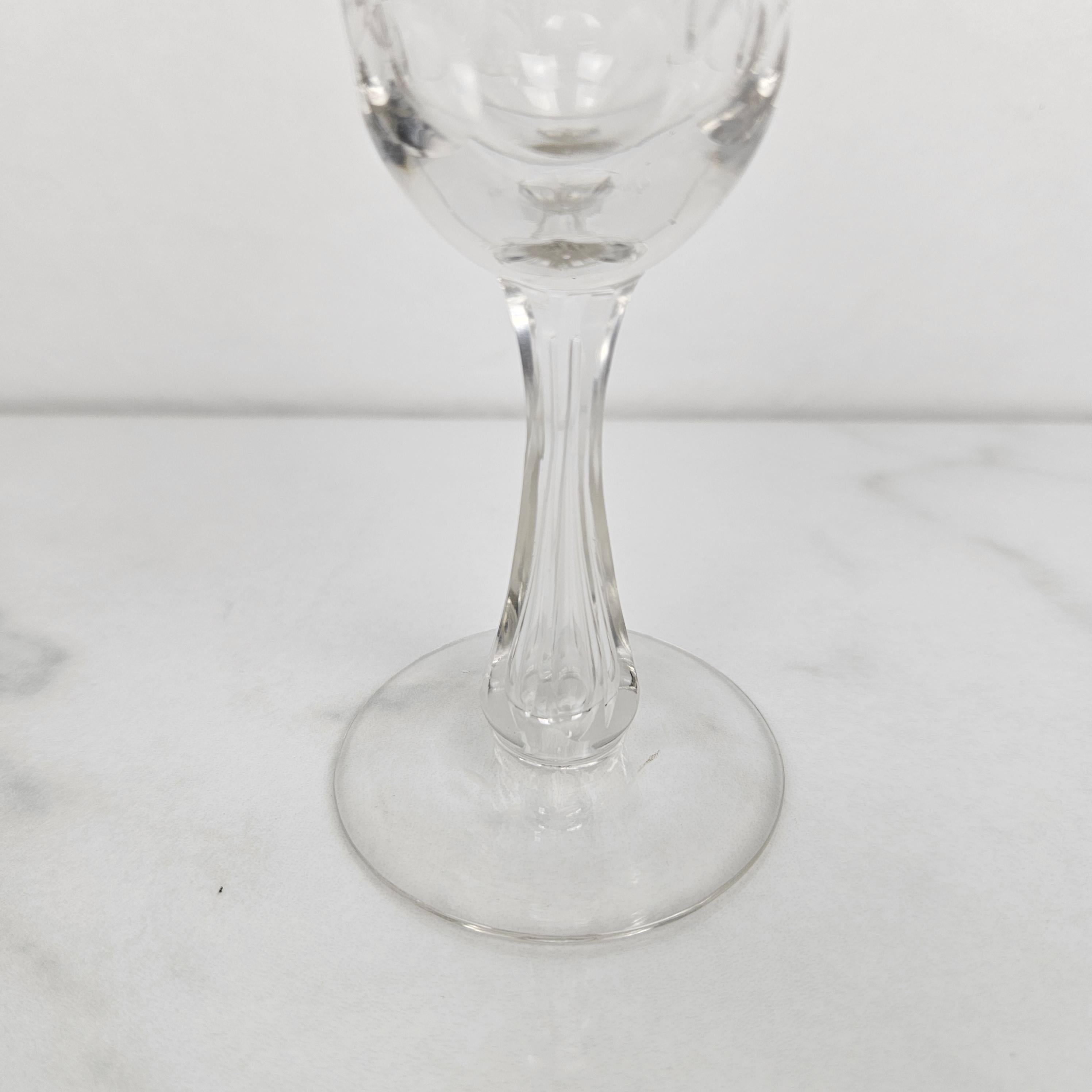 Early 20th Century Set of 9 Charming French Cut Glass Champagne Flutes, circa 1900 For Sale