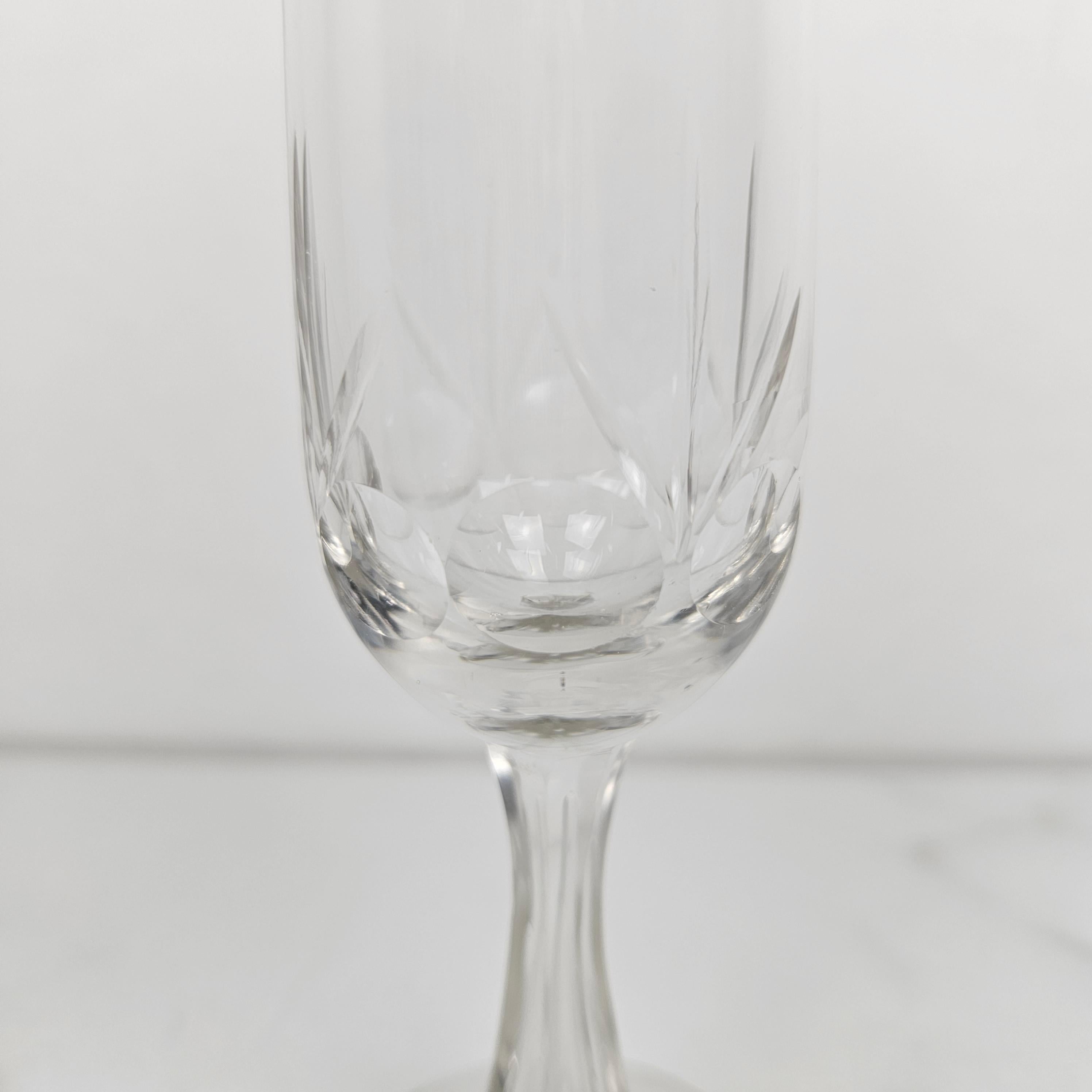 Blown Glass Set of 9 Charming French Cut Glass Champagne Flutes, circa 1900 For Sale