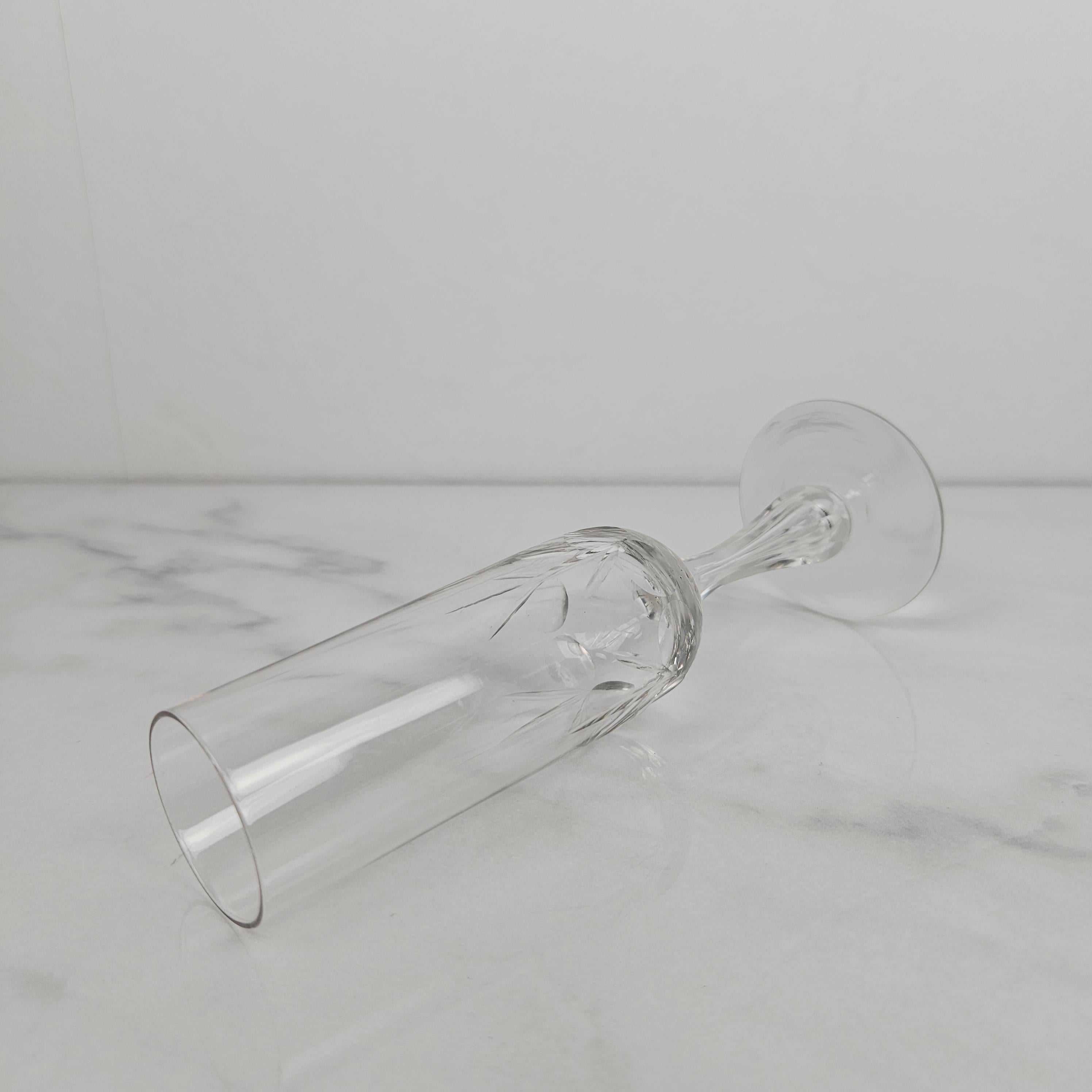 Set of 9 Charming French Cut Glass Champagne Flutes, circa 1900 For Sale 1