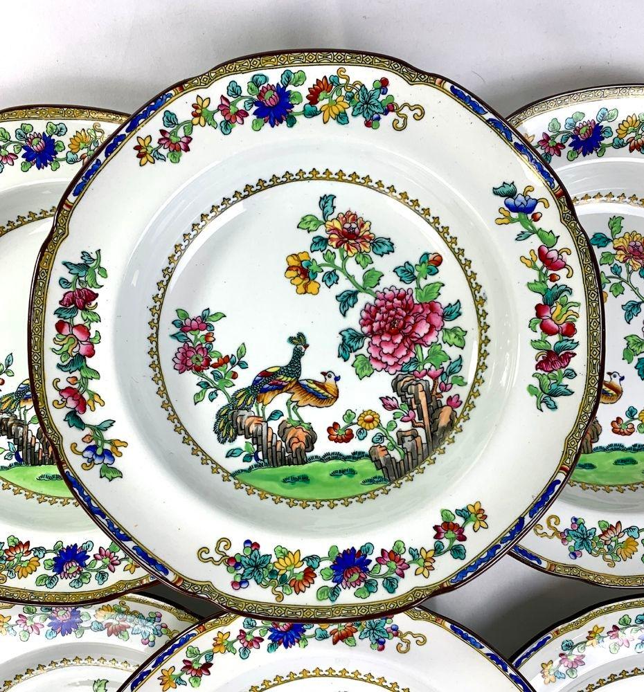 Set di 15 piatti da pranzo antichi inglesi e piatti da zuppa Ca. 1860 In condizioni ottime in vendita a Katonah, NY
