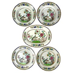 Set 15 English Antique Dinner Plates Soup Dishes & Platter Ca. 1860