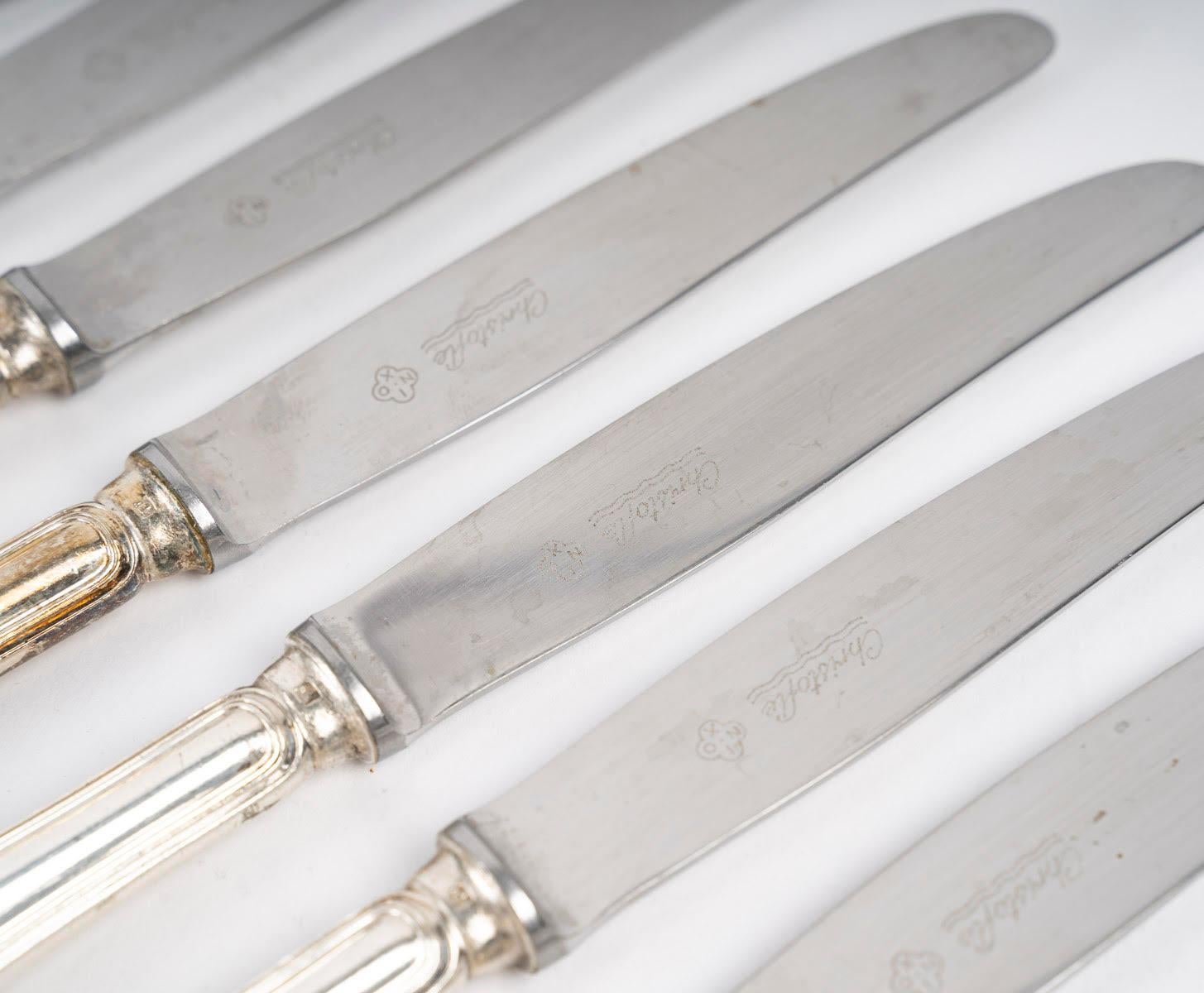 Ensemble de 9 couteaux à dessert Christofle, 20e siècle. Bon état - En vente à Saint-Ouen, FR