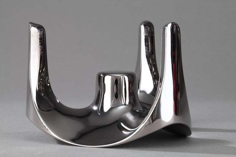 Set of 9 Chromed Metal Candleholders by Nagel, Germany For Sale at 1stDibs