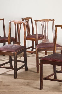 Set of 9 country dining chairs in Oak and Elm