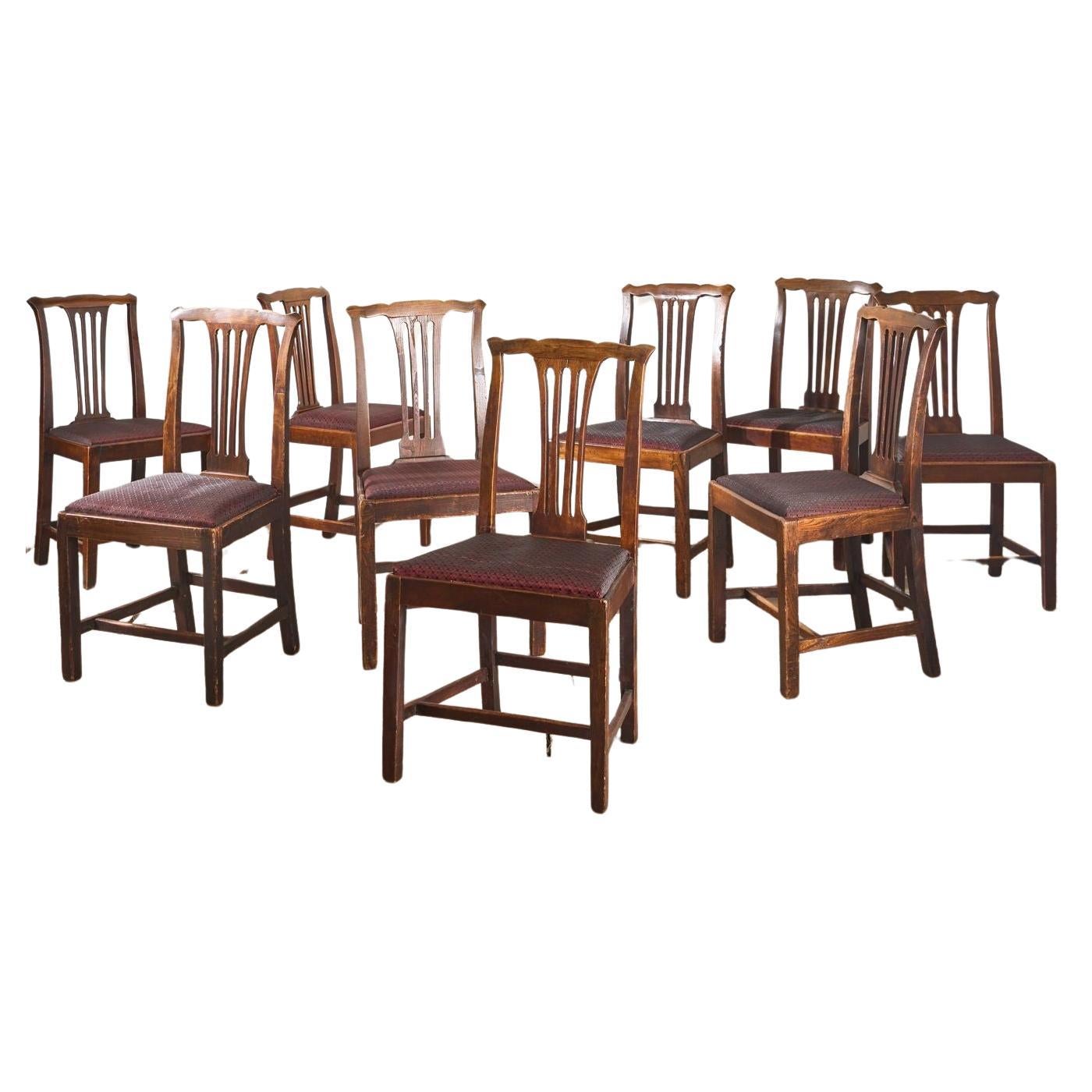 Set di 9 sedie da pranzo country in Oak e Olmo