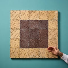 Lot de 9 carreaux crème et marron à motifs floraux circulaires