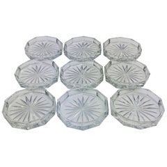 Vintage Set of 9 Crystal Wine or Champagne Flute Coasters Attributed to Baccarat