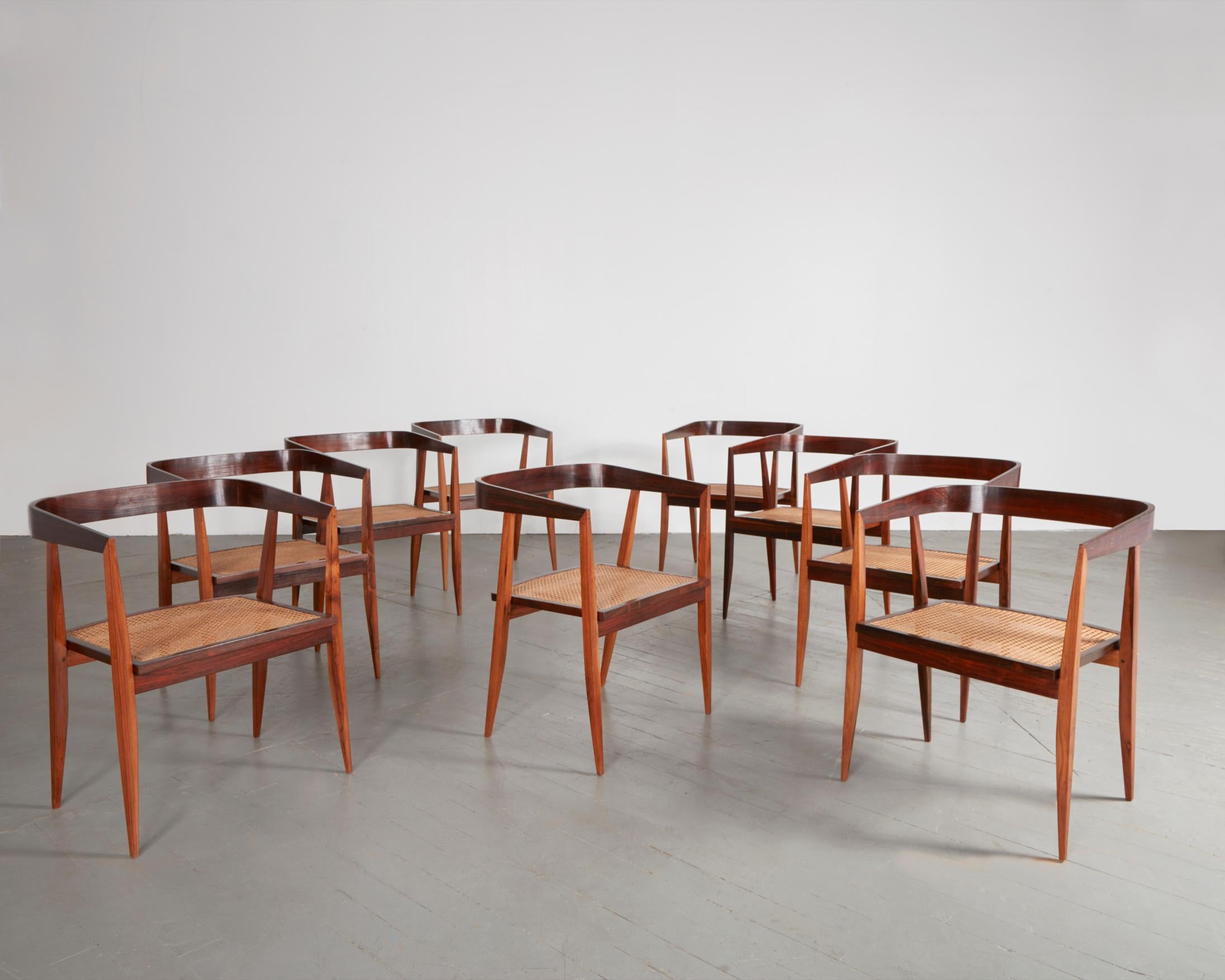 Set of 9 Dining Chairs, Joaquim Tenreiro, Brazil, 1960s For Sale at 1stDibs