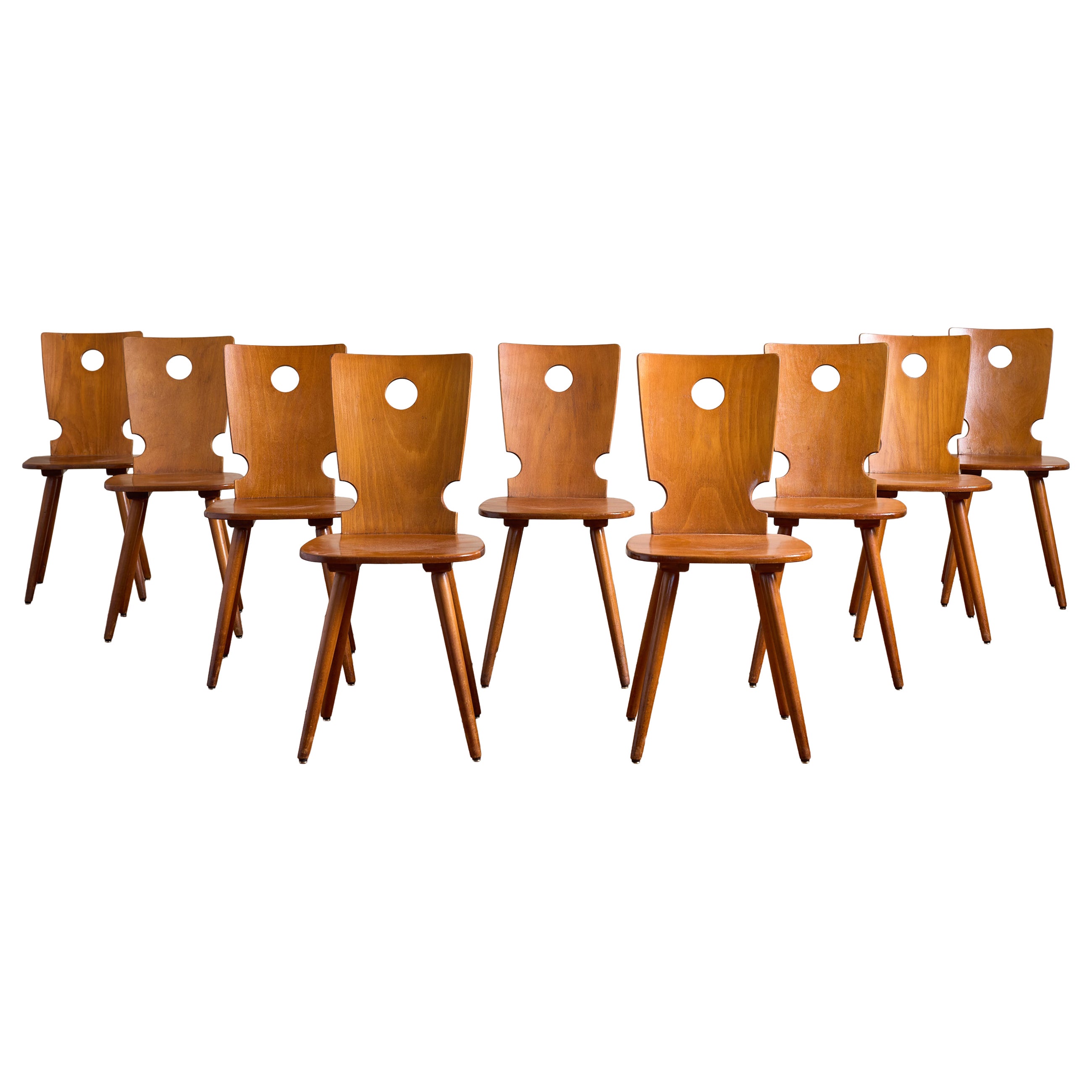 Set of 9 Dutch Brutalist Dining Chairs For Sale
