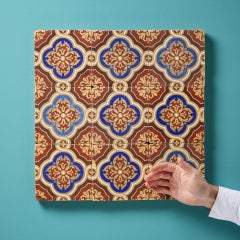 Set di 9 piastrelle antiche floreali ad encausto Minton & Co