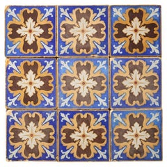 Set di 9 piastrelle antiche floreali ad encausto Minton & Co