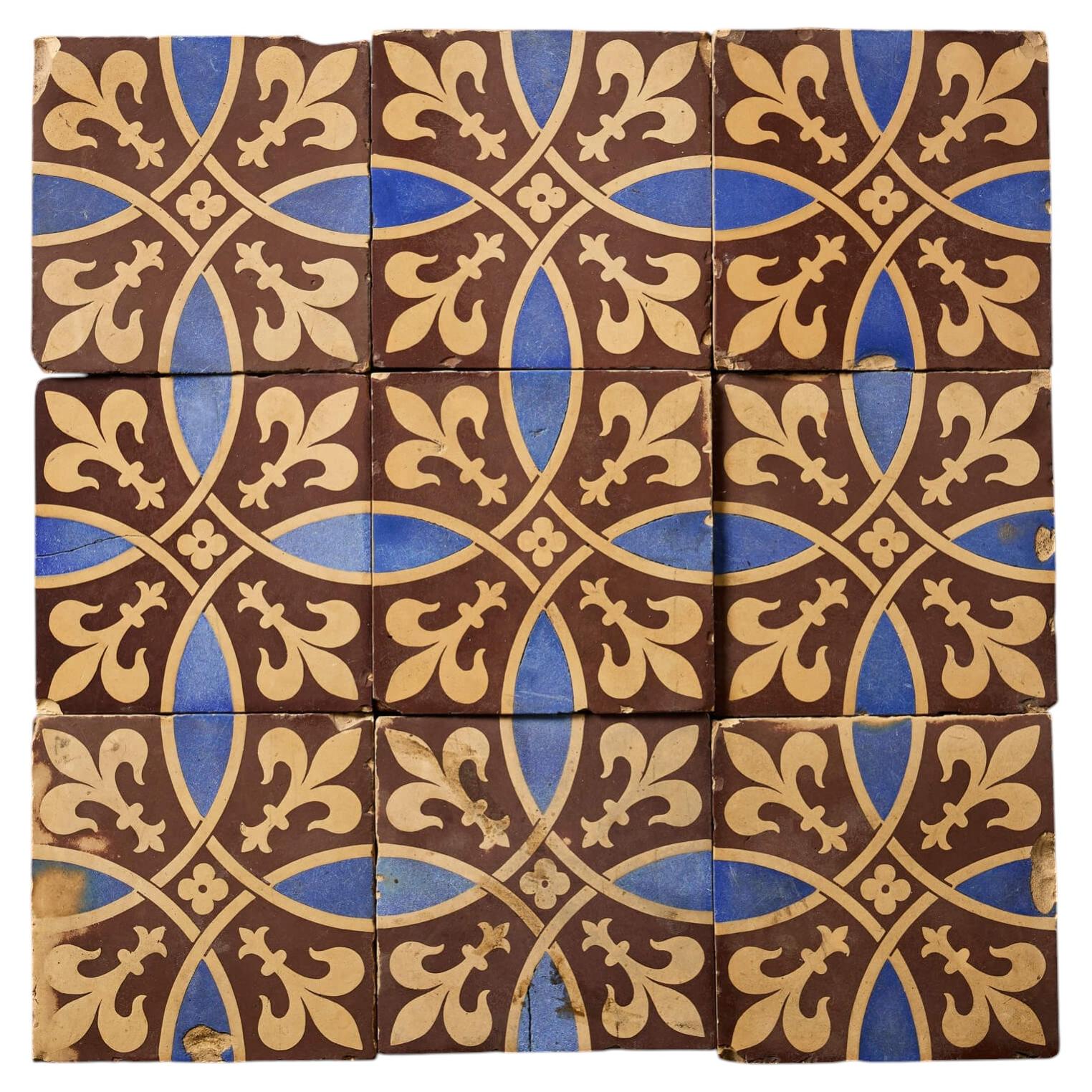 Set of 9 Encaustic Tiles by Minton & Co.