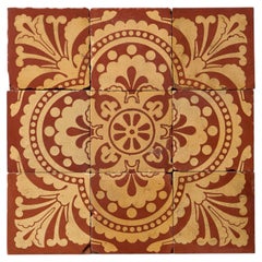 Set of 9 Encaustic Tiles by W. Maw & Co