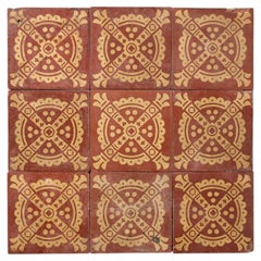 Ensemble de 9 carreaux encaustiques par W. Maw & Co