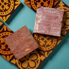 Set of 9 Encaustic Tudor Revival Style Tiles by Craven Dunhill & W.Godwin