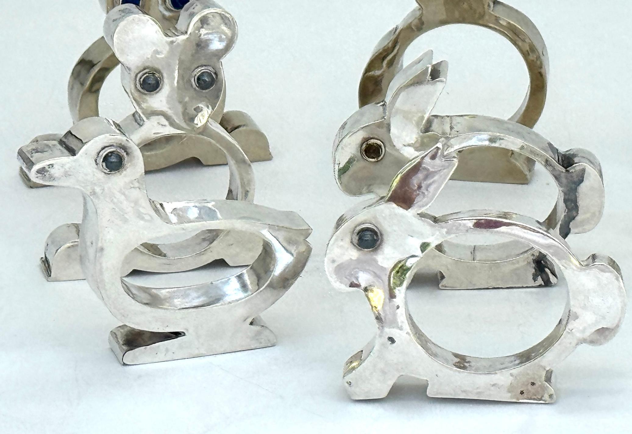 Satz von 9 Serviettenringen aus Sterlingsilber, Taxco Mexico, Mitte des 20. im Angebot 2