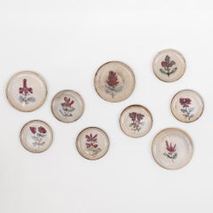 Set of 9 French Ceramic Painted Plates by Gustave Reynaud