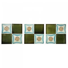 Set of 9 Glazed Art Deco Relief Tiles, Muster, 1930s