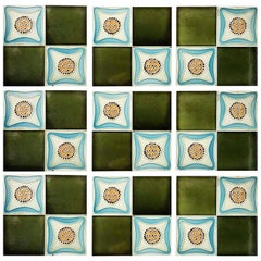 Set of 9 Glazed Art Deco Relief Tiles, Muster, 1930s