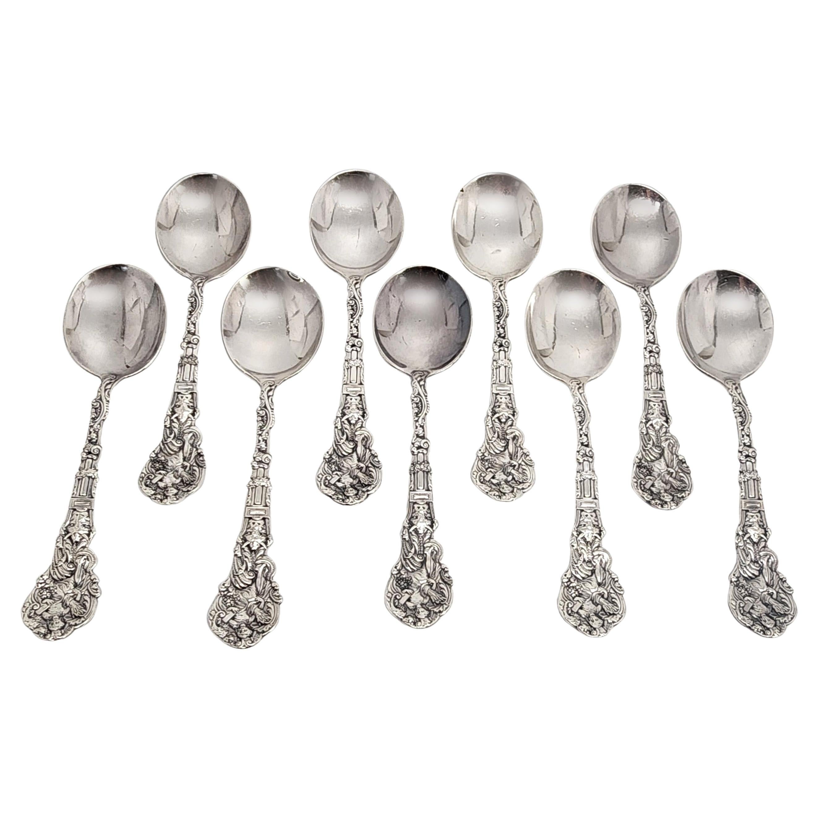 Set of 9 Gorham Versailles Sterling Silver Cream Soup Spoons For Sale