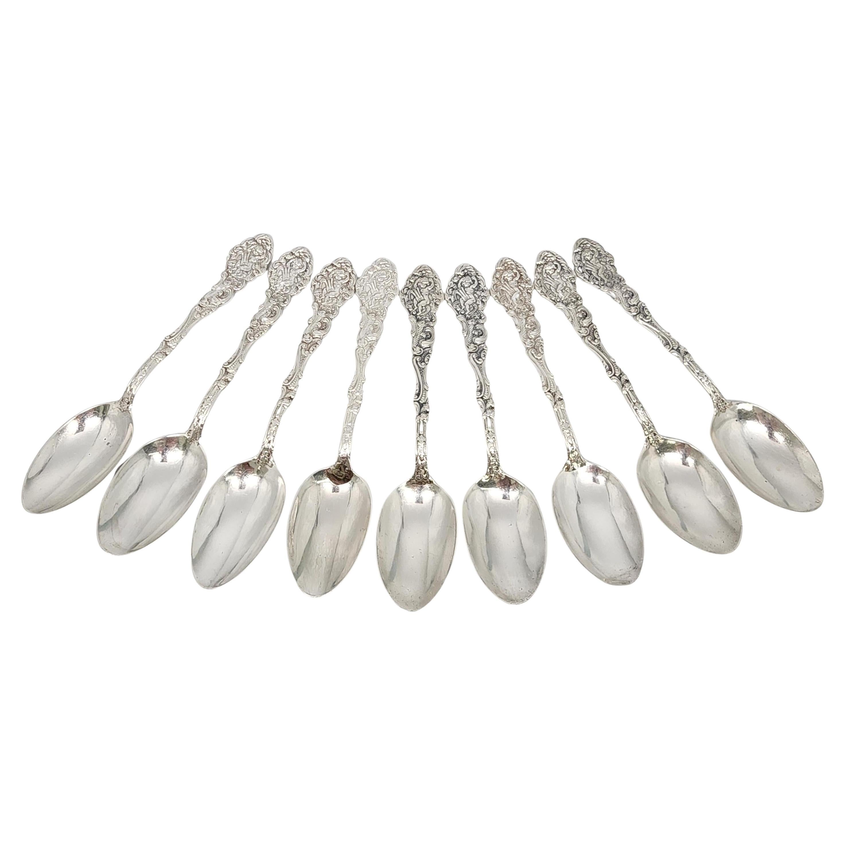 Set of 9 Gorham Versailles Sterling Silver Teaspoons 5 7/8" w/Mono #17143 For Sale