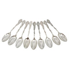 Lot de 9 cuillères à thé en argent sterling Gorham Versailles 5 7/8 po avec mono n° 17143