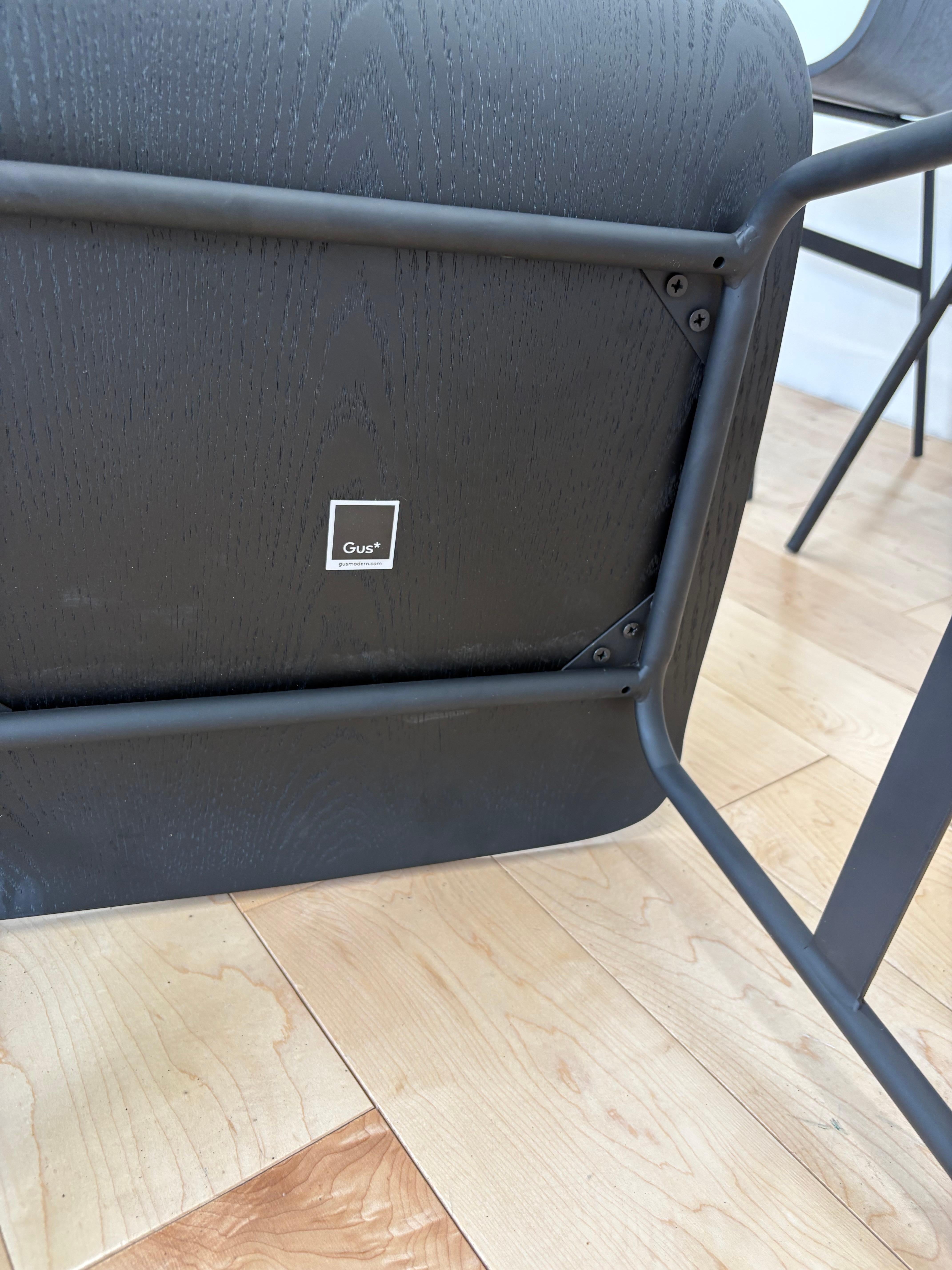 Minimalismo Set di 9 sedie da pranzo Gus Modern Lecture - Bentwood nero opaco e acciaio in vendita