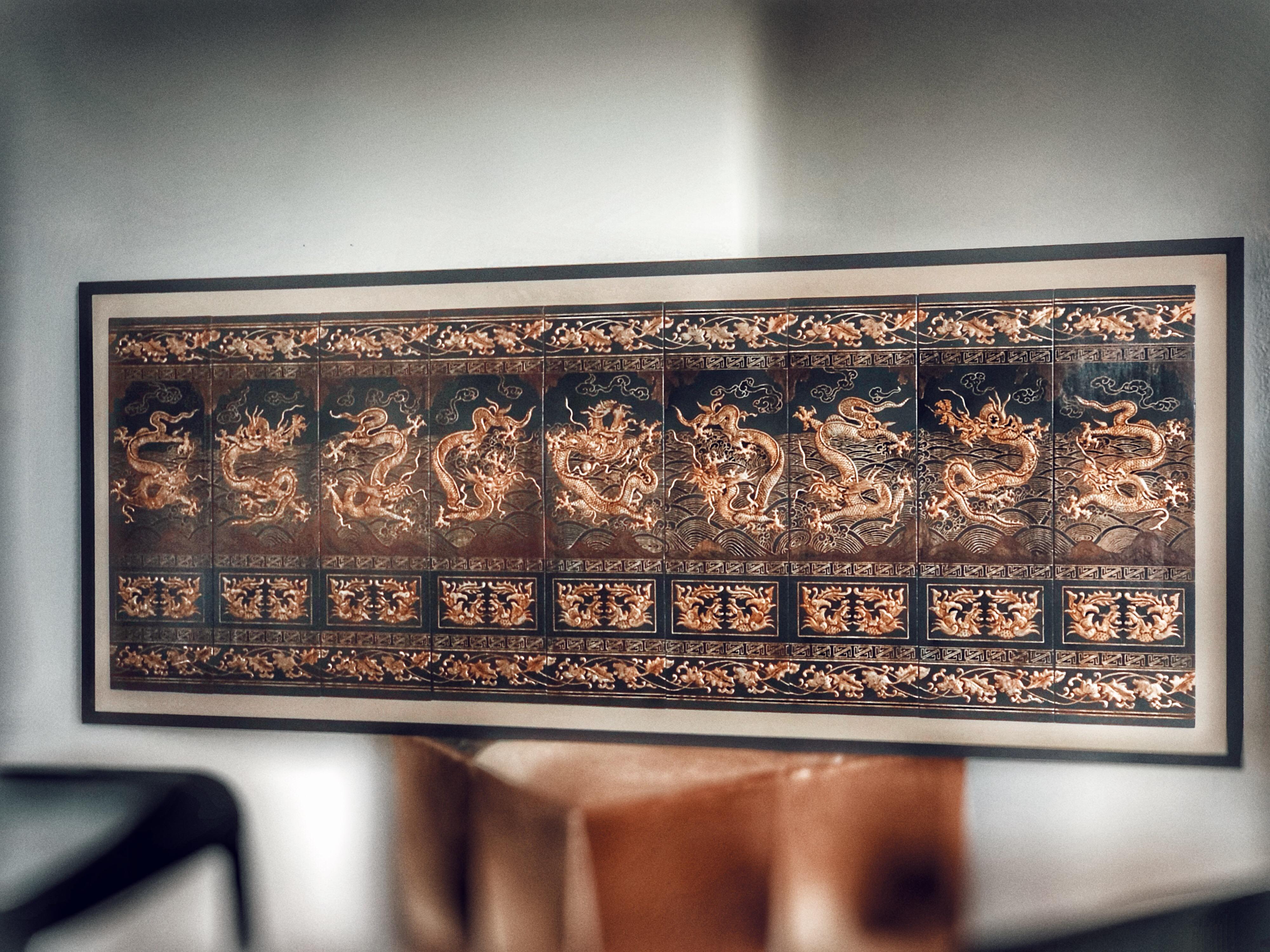 Chinese wall panels were typically made of lacquered and decorated wood, and functioned mostly as decoration, but also as a room divider like the Chinese standing screen. Lacquered wood panels were the original style of screen creation – these