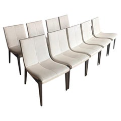 Set of Nine - Holly Hunt "Siren" Dining Chairs, Leather, Mid-Century