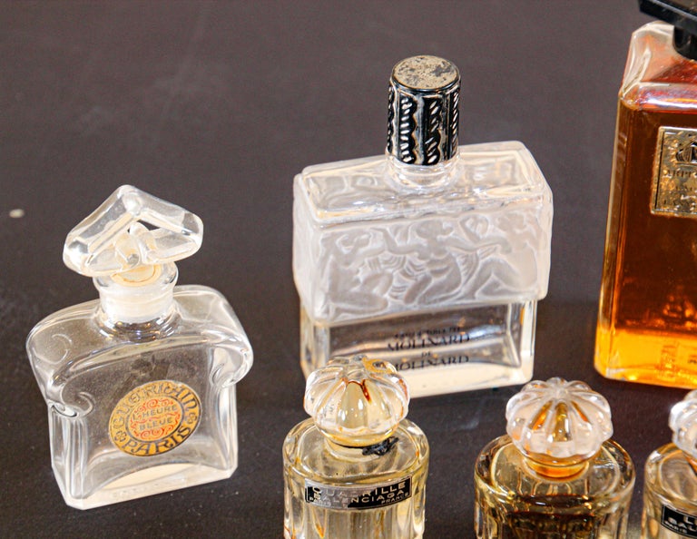 Art Deco Set of 9 Lalique Creation Collectible Perfume Bottles For Sale