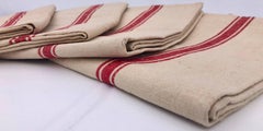 Set of Nine Large French Thick Linen Kitchen Towels/Napkins, 1950s